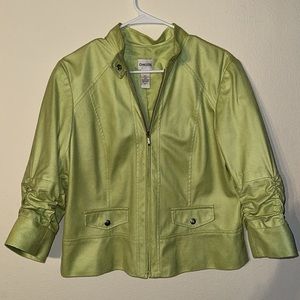 CHICO’S Womens Lime Green Neon Snake Skin Zip Jacket, Size 1 (M)